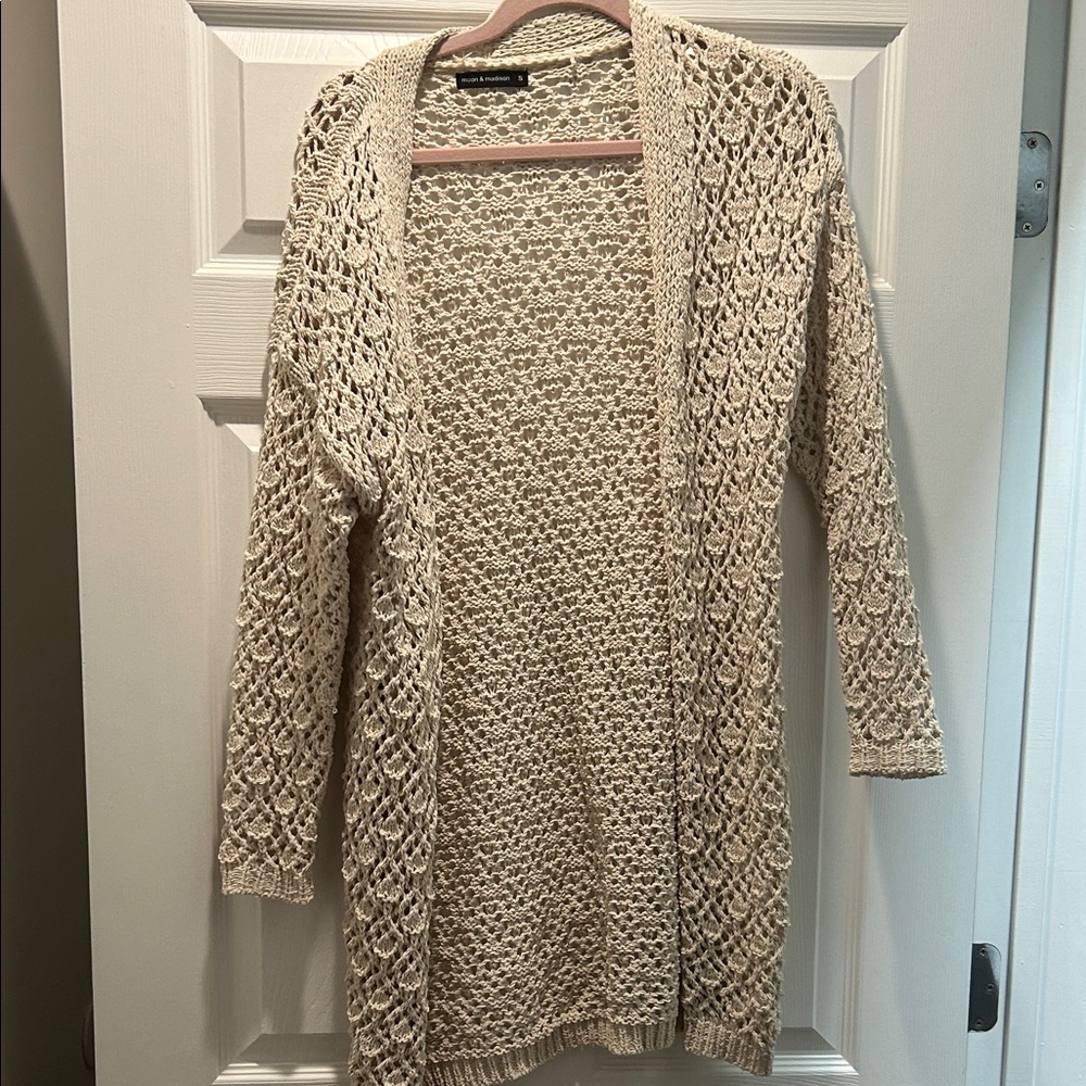 moon & madison Textured Knit Beige Cardigan